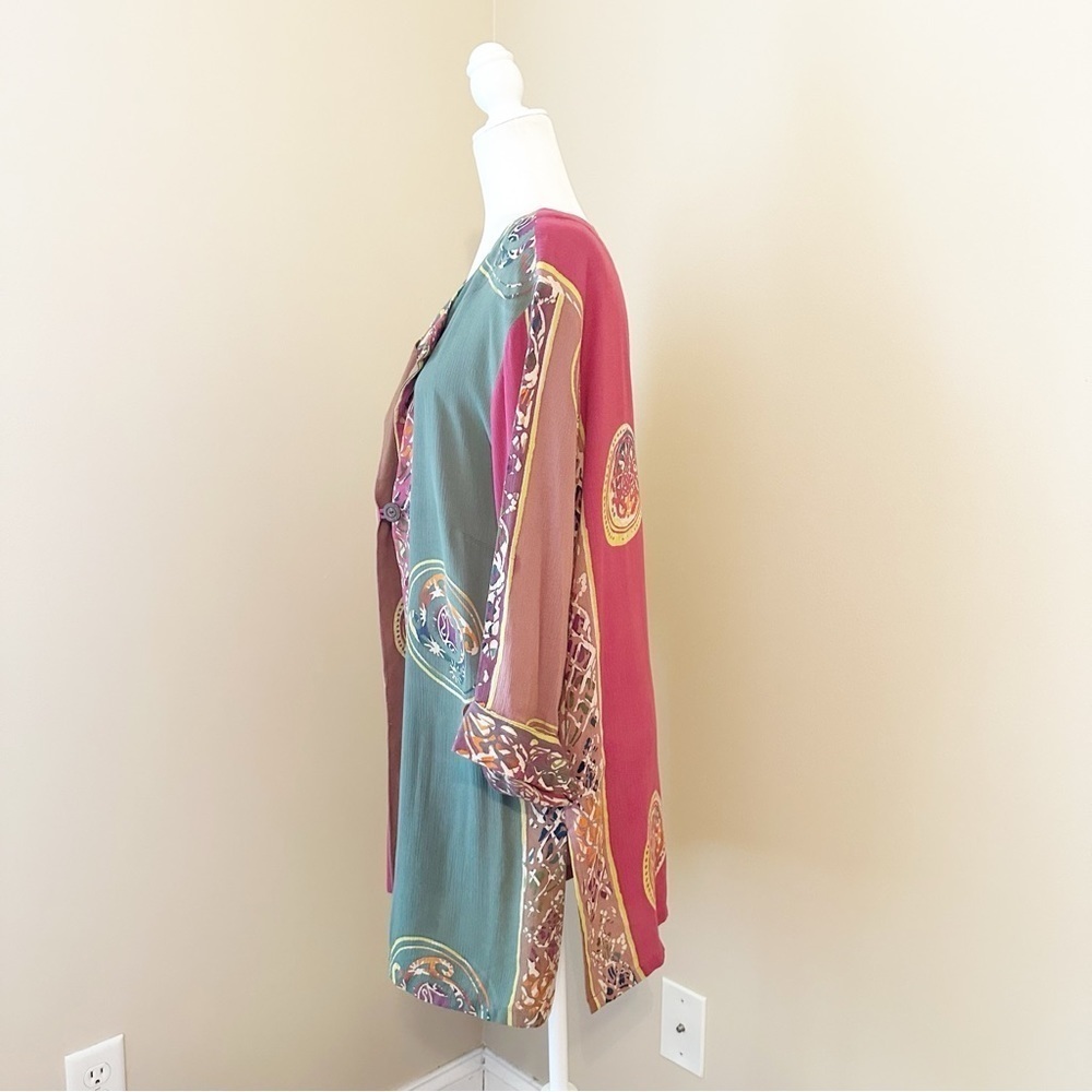 Soft Surroundings Batik One Button Topper Kimono Cardigan - Small - Picture 2 of 12